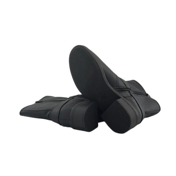 Black Conner Harness Silver Buckle Ankle Biker Boots Sz 11 Round Toe Block Heel - Picture 2 of 9